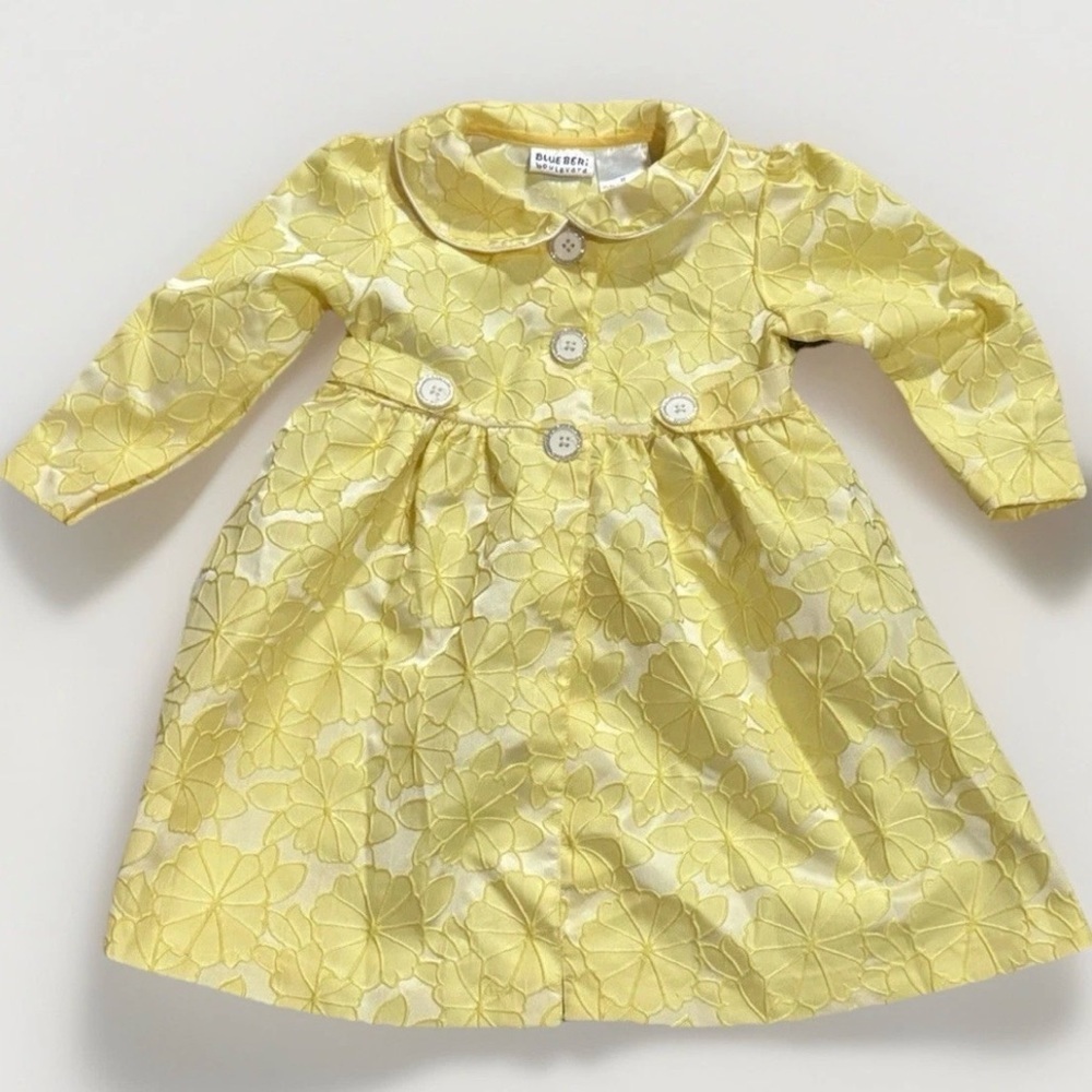 Blueberi Boulevard Yellow Floral Jacquard Easter Dress Girls Size 3T Peter Pan